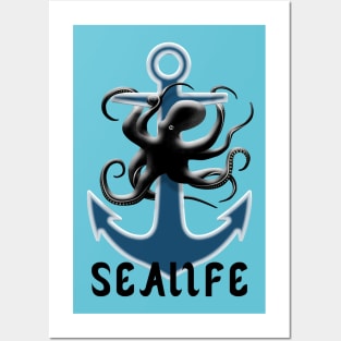 Sealife - Octopus and anchor Posters and Art